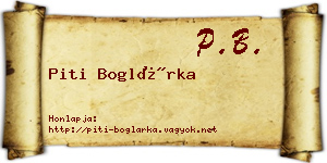 Piti Boglárka névjegykártya